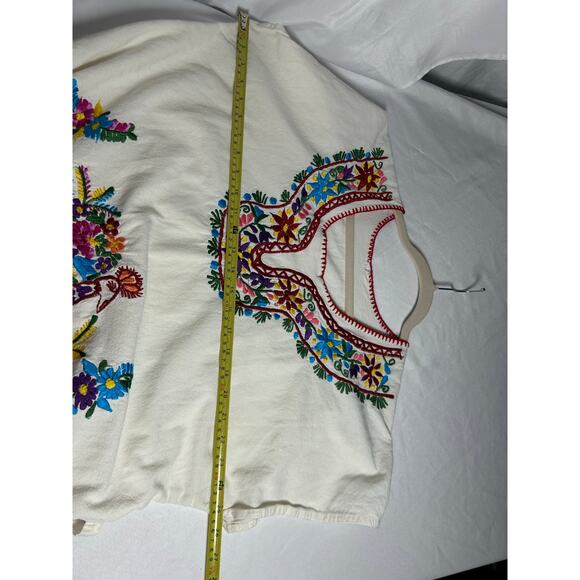Zaros Artesanias Vestido/Kimonas Hand Made Embroidered Dress White Sz L hippie - Picture 5 of 11